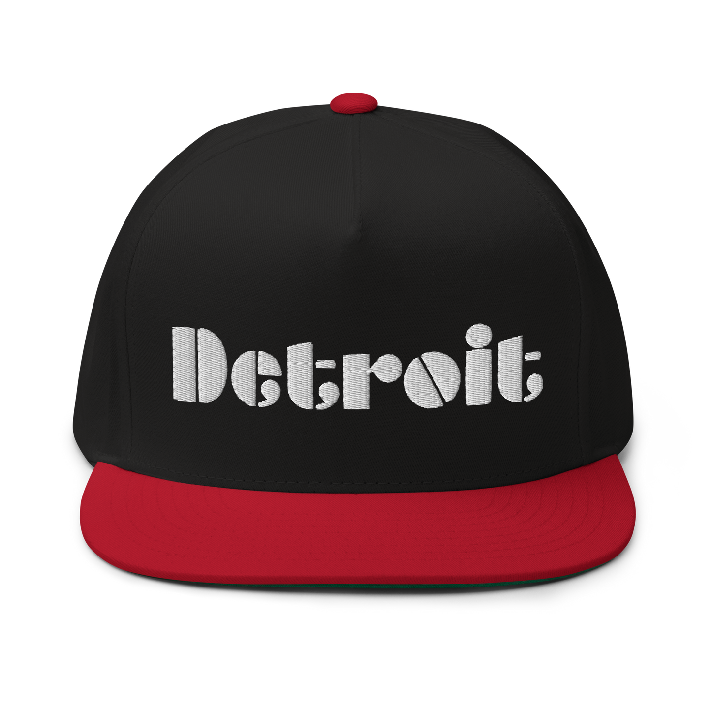 'Detroit' Flat Bill Snapback | White/Black Embridery