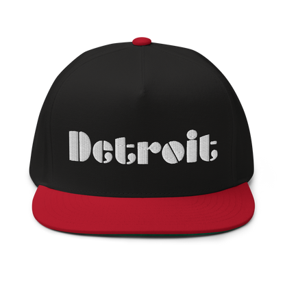 'Detroit' Flat Bill Snapback | White/Black Embridery