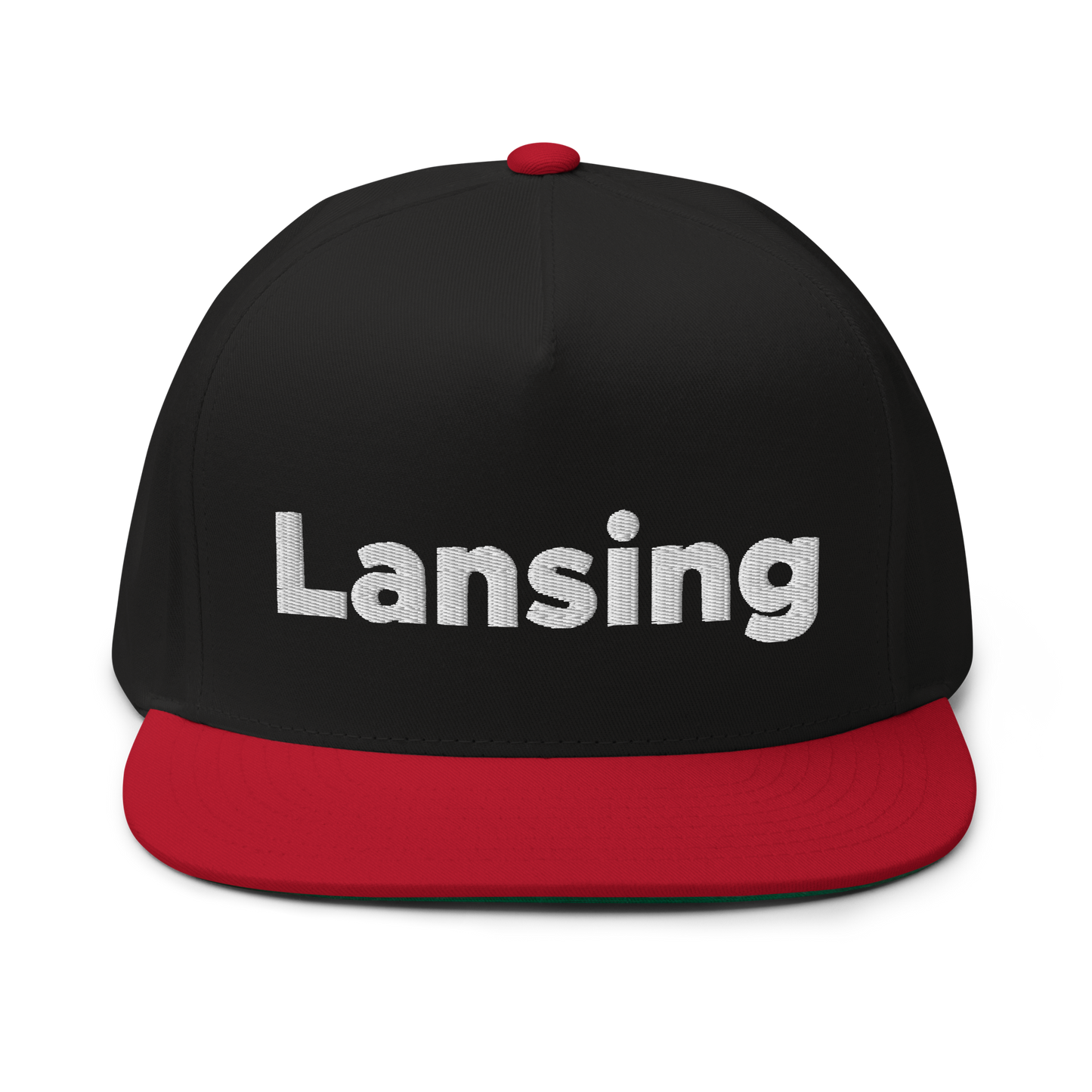 'Lansing' Flat Bill Snapback | White/Black Embroidery