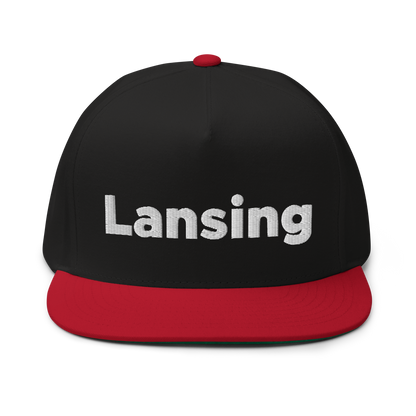 'Lansing' Flat Bill Snapback | White/Black Embroidery