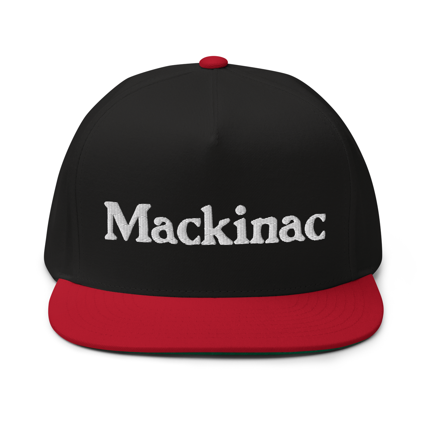 'Mackinac' Flat Bill Cap | White/Black Embroidery