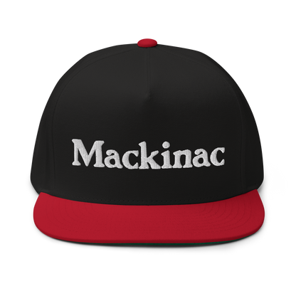 'Mackinac' Flat Bill Cap | White/Black Embroidery