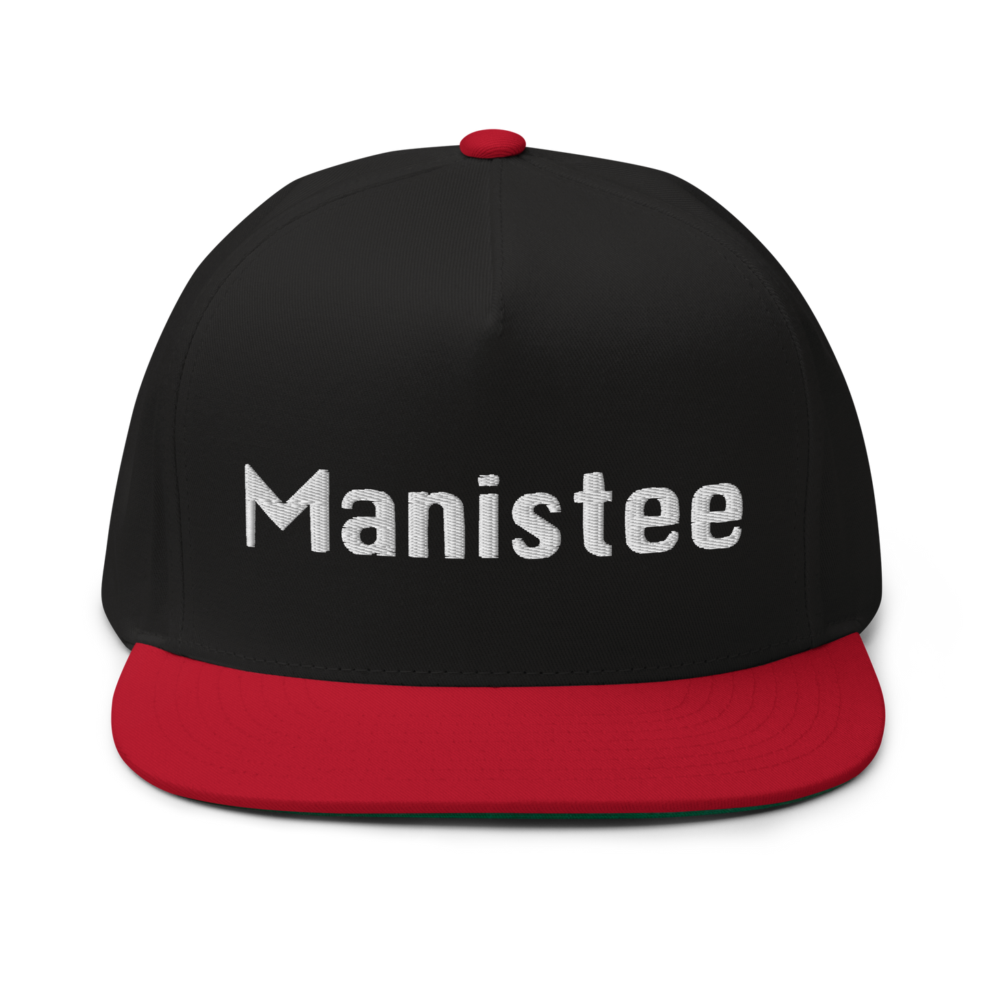 'Manistee' Flat Bill Snapback | White/Black Embroidery