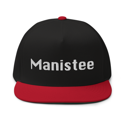 'Manistee' Flat Bill Snapback | White/Black Embroidery