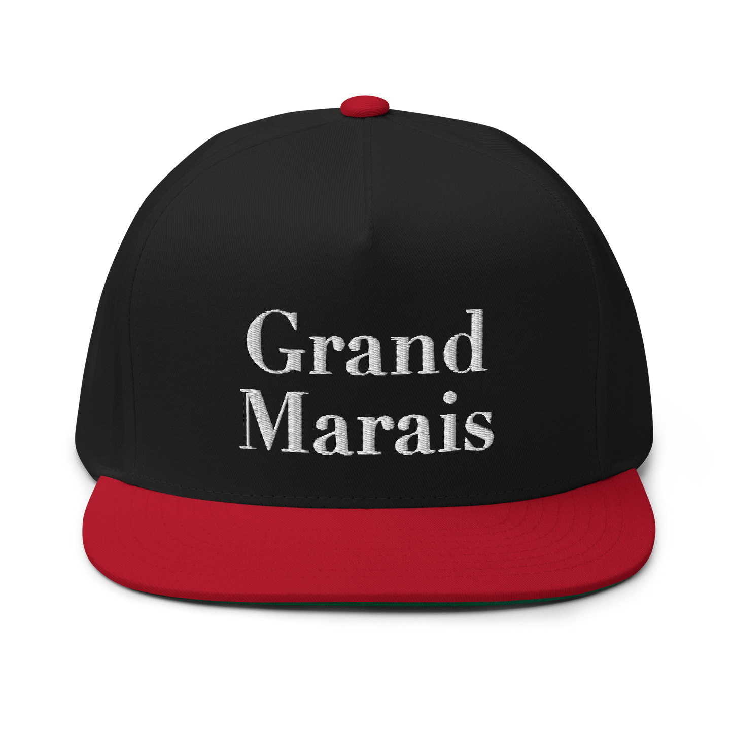 'Grand Marais' Flat Bill Snapback | White/Black Embroidery