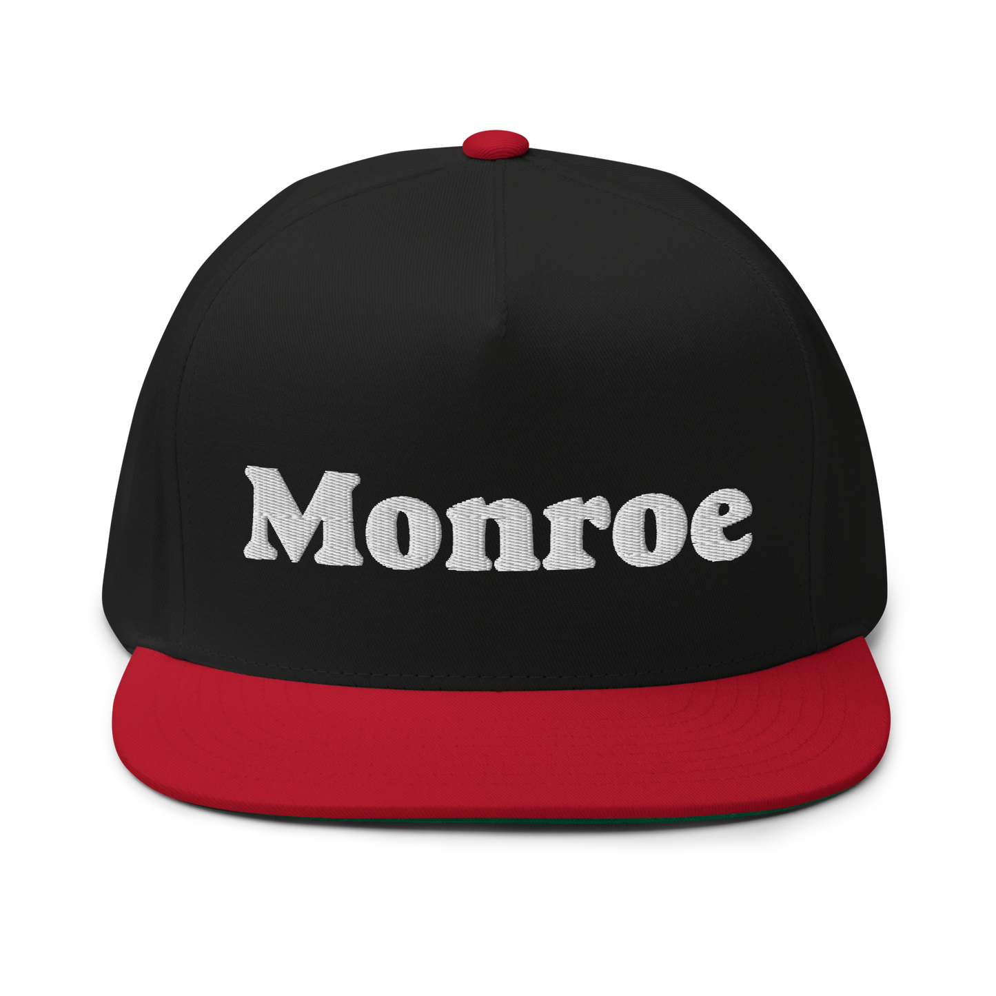 'Monroe' Flat Bill Snapback | White/Black Embroidery