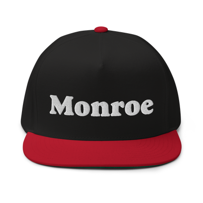 'Monroe' Flat Bill Snapback | White/Black Embroidery