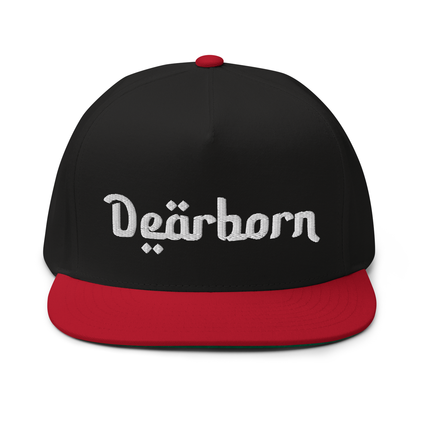 'Dearborn' Flat Bill Snapback | White/Black Embroidery