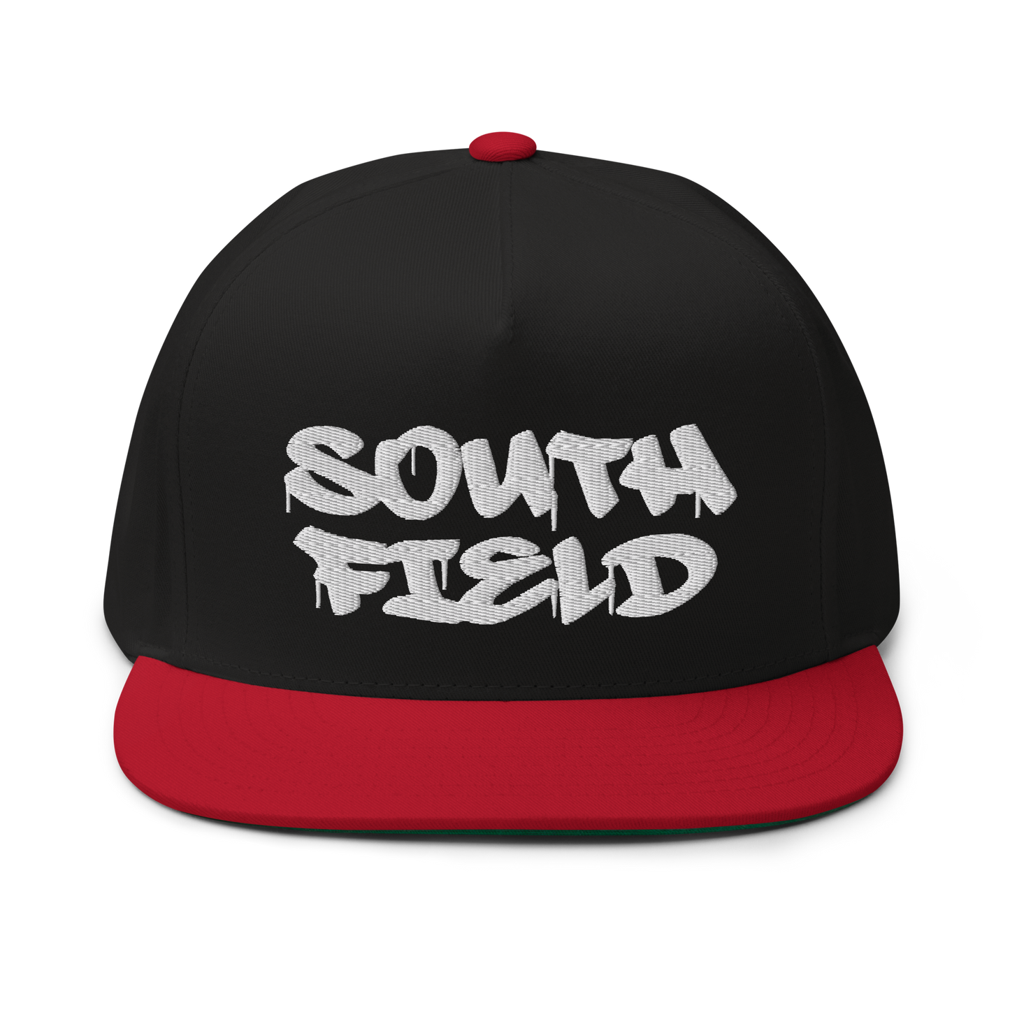 'Southfield' Flat Bill Snapback | White/Black Embroidery