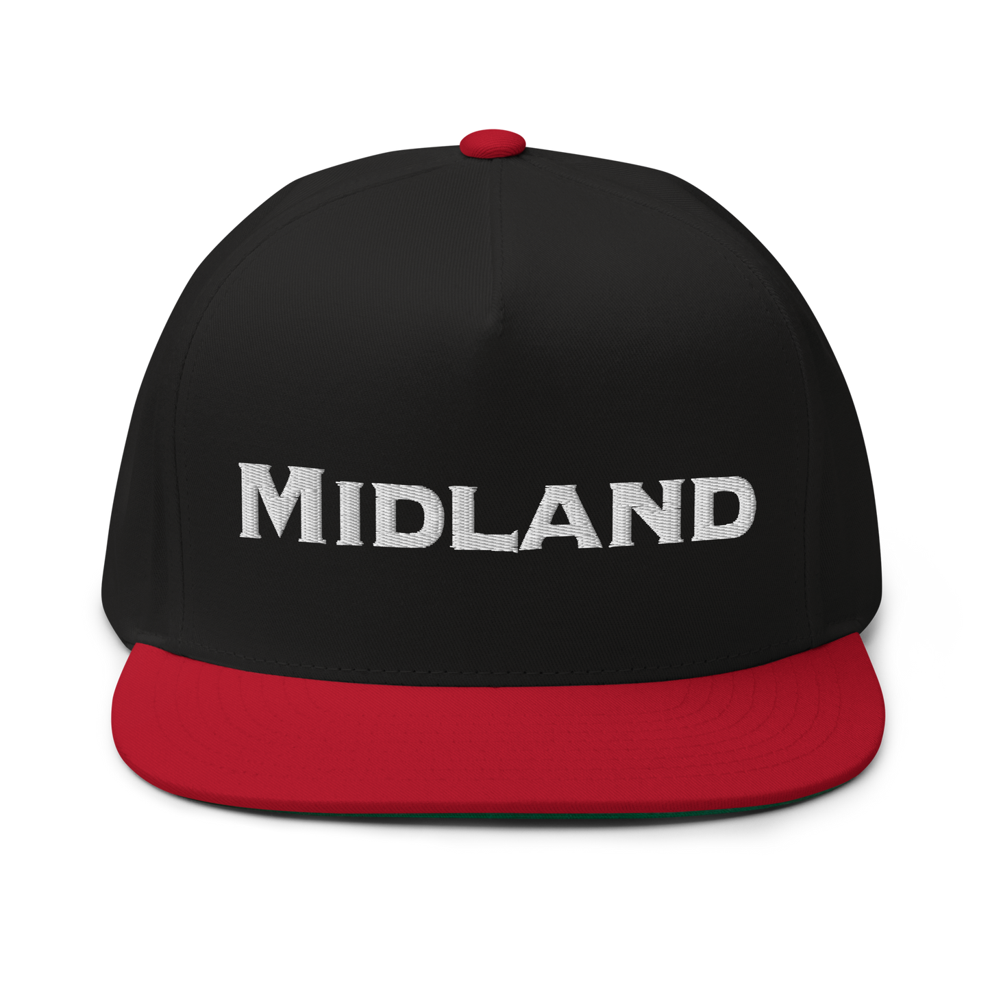 'Midland' Flat Bill Snapback | White/Black Embroidery