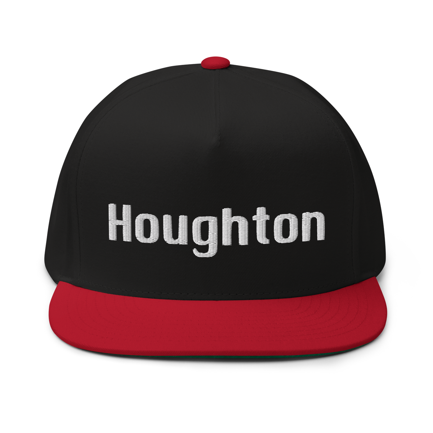 'Houghton' Flat Bill Snapback | White/Black Embroidery