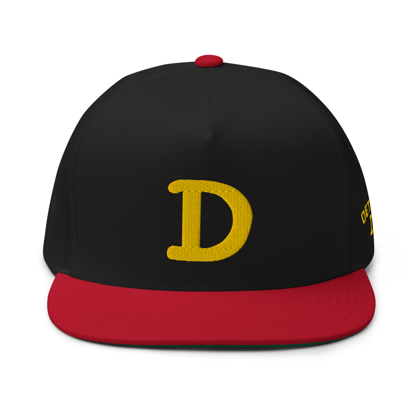 Detroit 'Old French D' Flat Bill Snapback (w/ Side Design) | Gold Embroidery