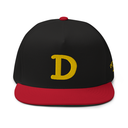 Detroit 'Old French D' Flat Bill Snapback (w/ Side Design) | Gold Embroidery