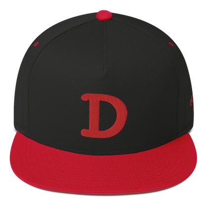 Detroit 'Old French D' Flat Bill Snapback (w/ Side Design) | Red Embroidery