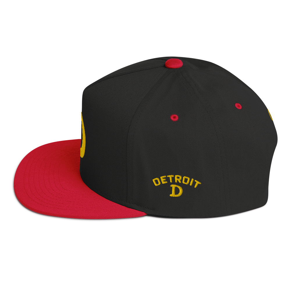 Detroit 'Old French D' Flat Bill Snapback (w/ Side Design) | Gold Embroidery