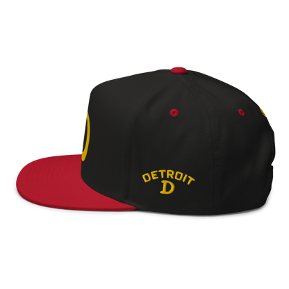 Detroit 'Old French D' Flat Bill Snapback (w/ Side Design) | Gold Embroidery