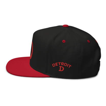 Detroit 'Old French D' Flat Bill Snapback (w/ Side Design) | Red Embroidery