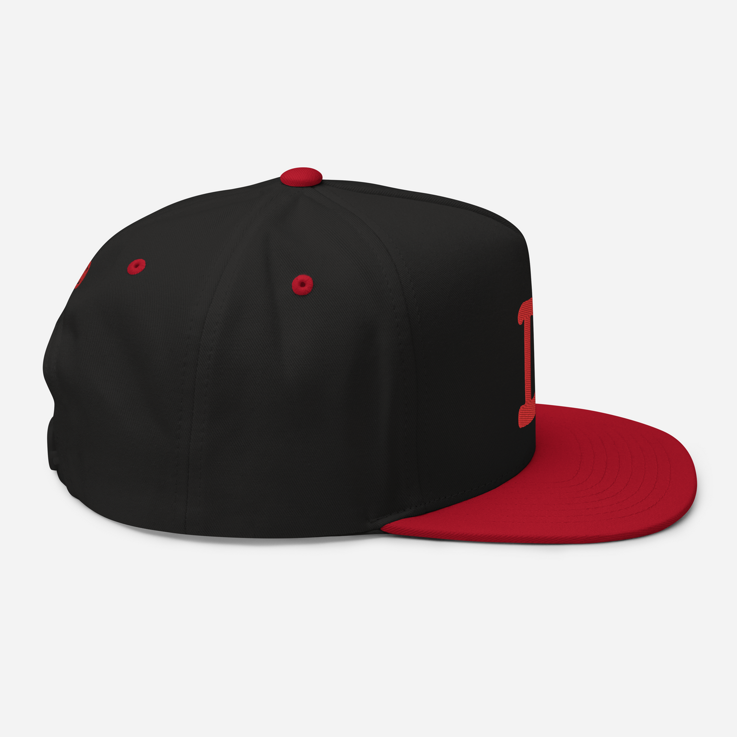 Detroit 'Old French D' Flat Bill Snapback (w/ Side Design) | Red Embroidery