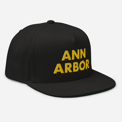 'Ann Arbor' Flat Bill Snapback | Gold Embroidery