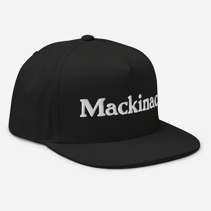 'Mackinac' Flat Bill Cap | White/Black Embroidery