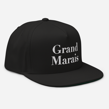 'Grand Marais' Flat Bill Snapback | White/Black Embroidery