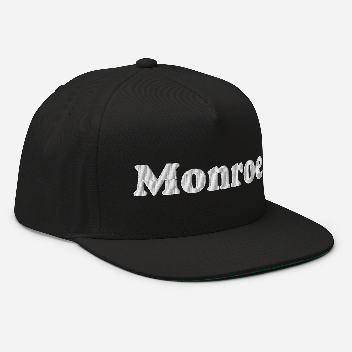 'Monroe' Flat Bill Snapback | White/Black Embroidery