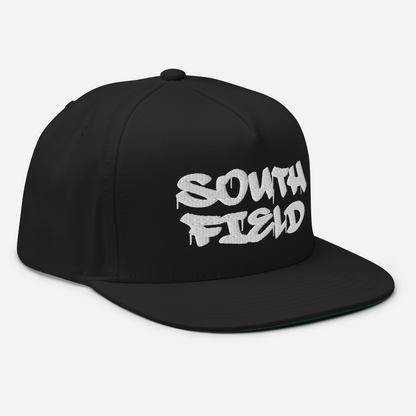 'Southfield' Flat Bill Snapback | White/Black Embroidery