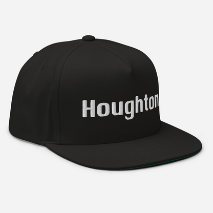 'Houghton' Flat Bill Snapback | White/Black Embroidery