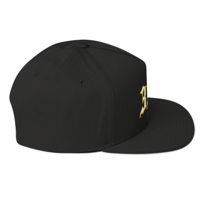 Detroit '313' Flat Bill Cap (Old English Font) | White/Gold Embroidery - Circumspice Michigan