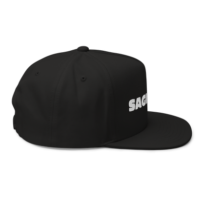 'Saginaw' Flat Bill Snapback | White/Black Embroidery