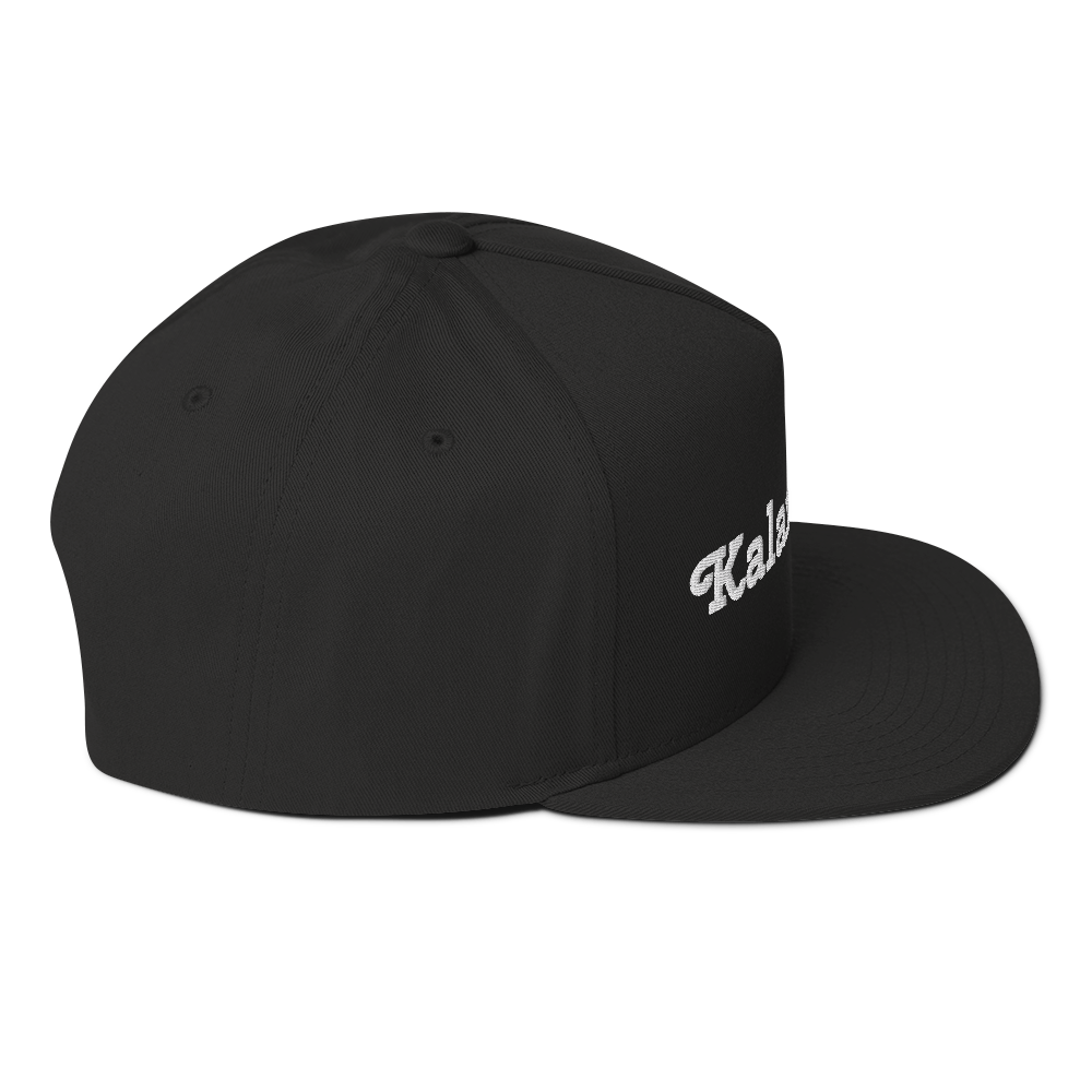 'Kalamazoo' Flat Bill Snapback | White/Black Embroidery