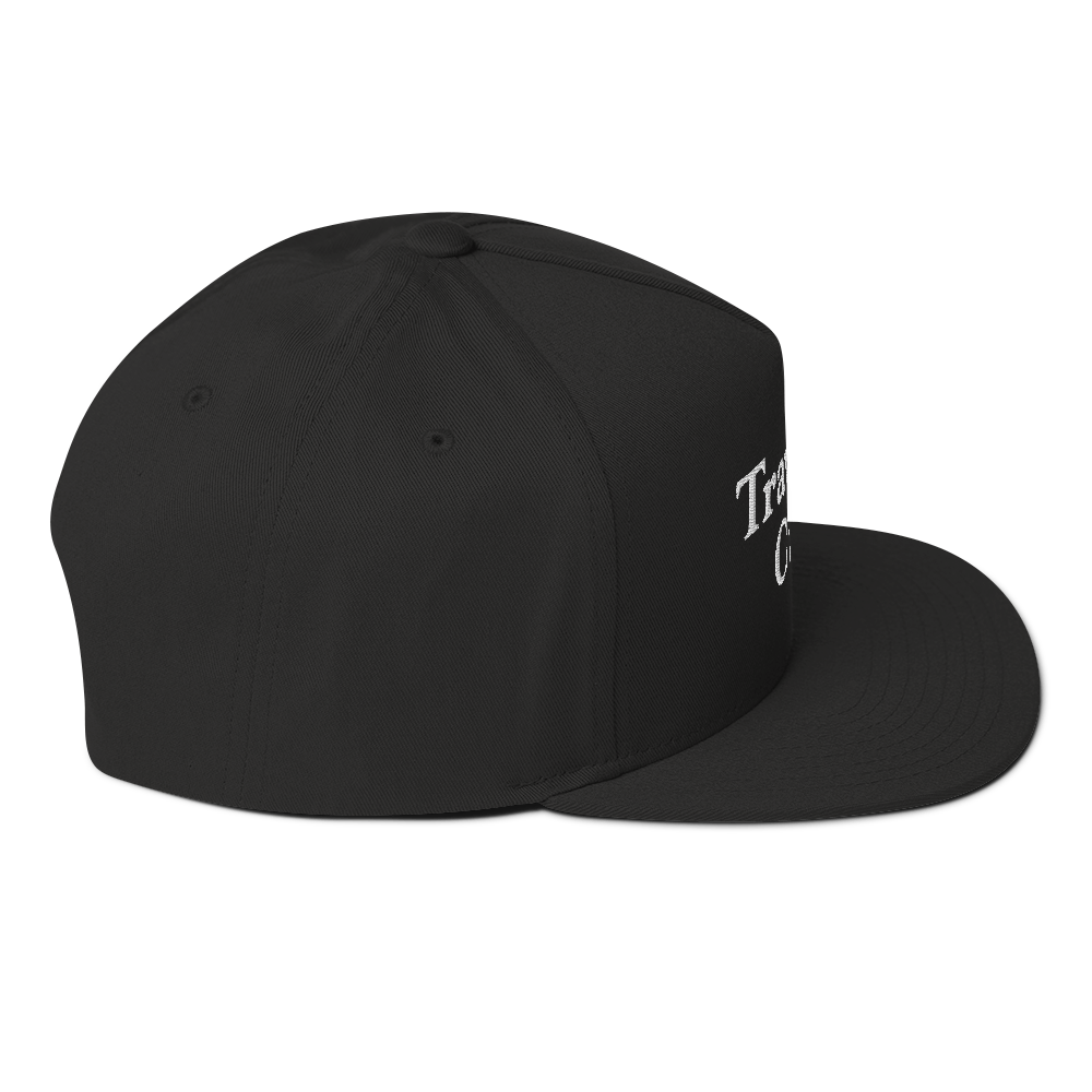 'Traverse City' Flat Bill Snapback | White/Black Embroidery