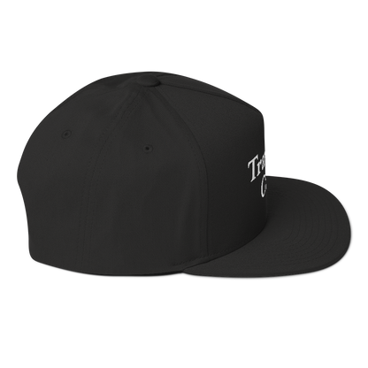 'Traverse City' Flat Bill Snapback | White/Black Embroidery