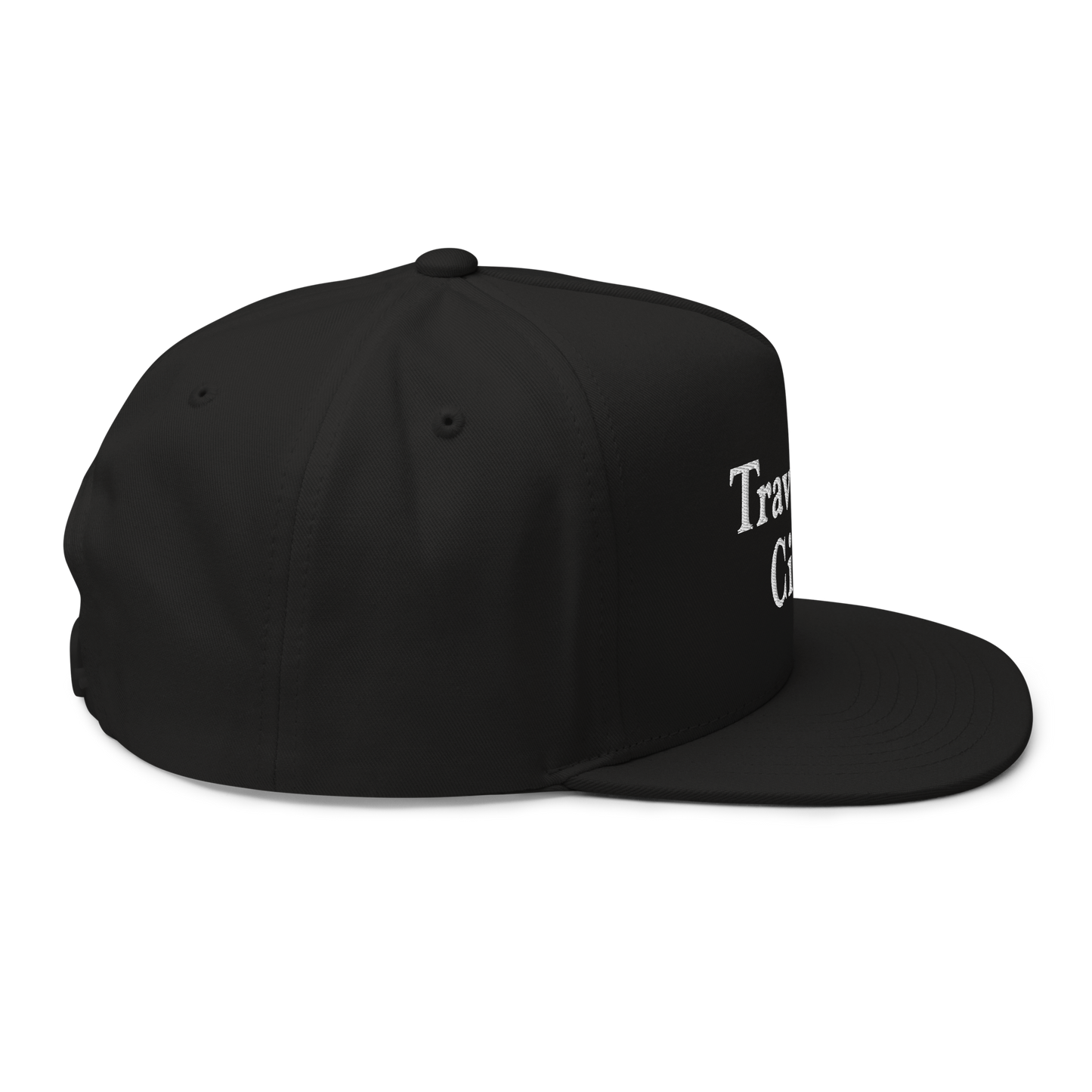 'Traverse City' Flat Bill Snapback | White/Black Embroidery