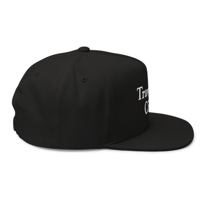 'Traverse City' Flat Bill Snapback | White/Black Embroidery