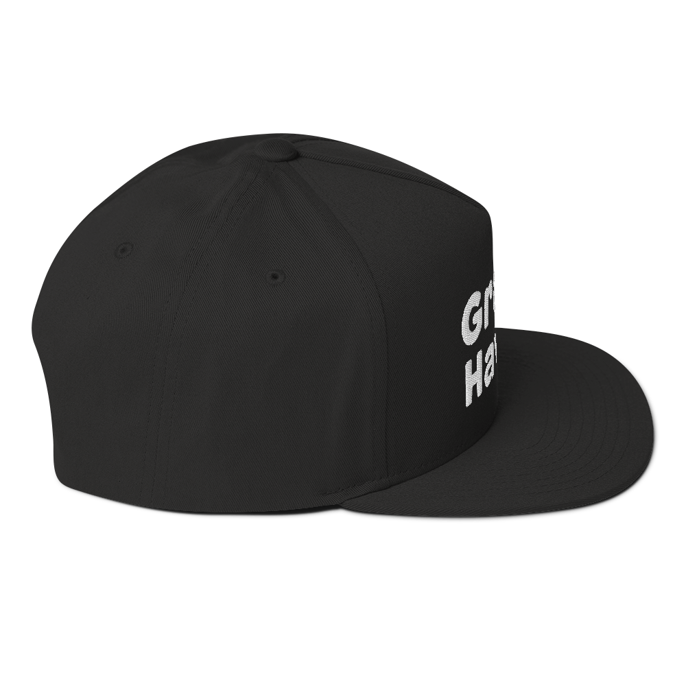 'Grand Haven' Flat Bill Snapback | White/Black Embroidery