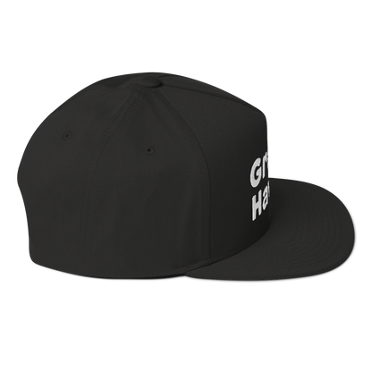 'Grand Haven' Flat Bill Snapback | White/Black Embroidery