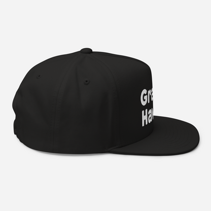 'Grand Haven' Flat Bill Snapback | White/Black Embroidery