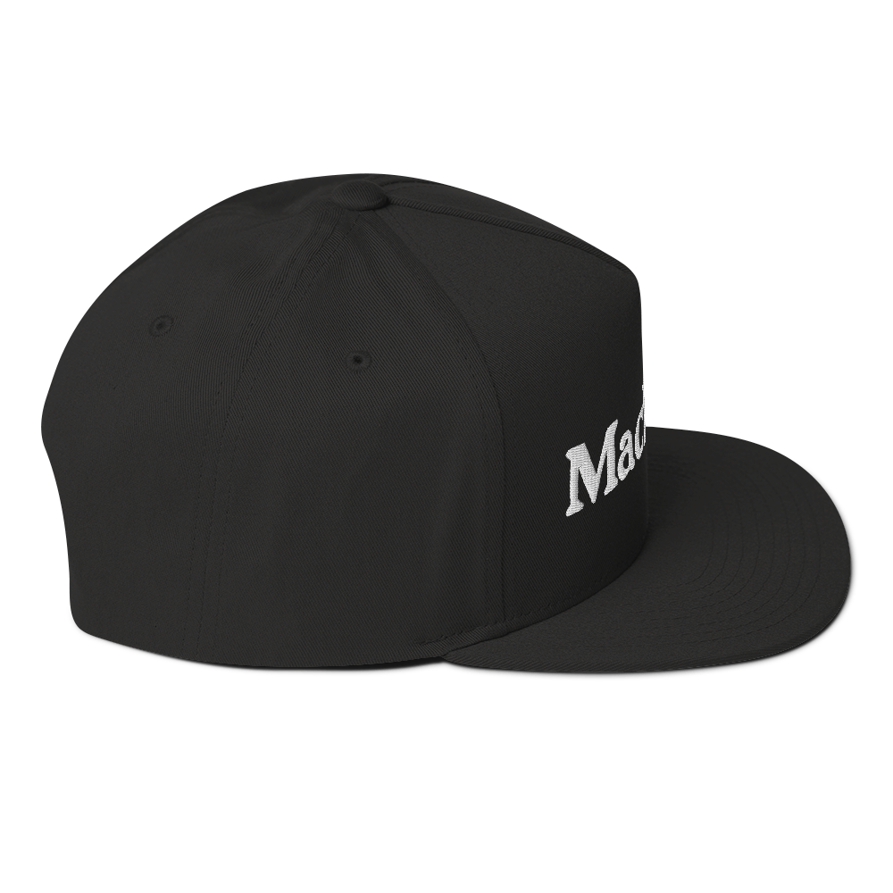 'Mackinac' Flat Bill Cap | White/Black Embroidery