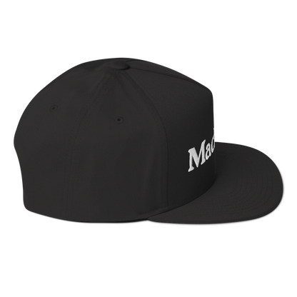 'Mackinac' Flat Bill Cap | White/Black Embroidery