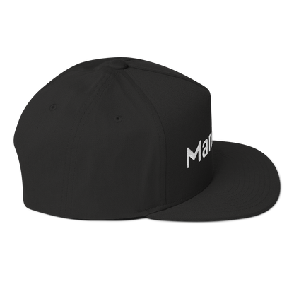 'Manistee' Flat Bill Snapback | White/Black Embroidery