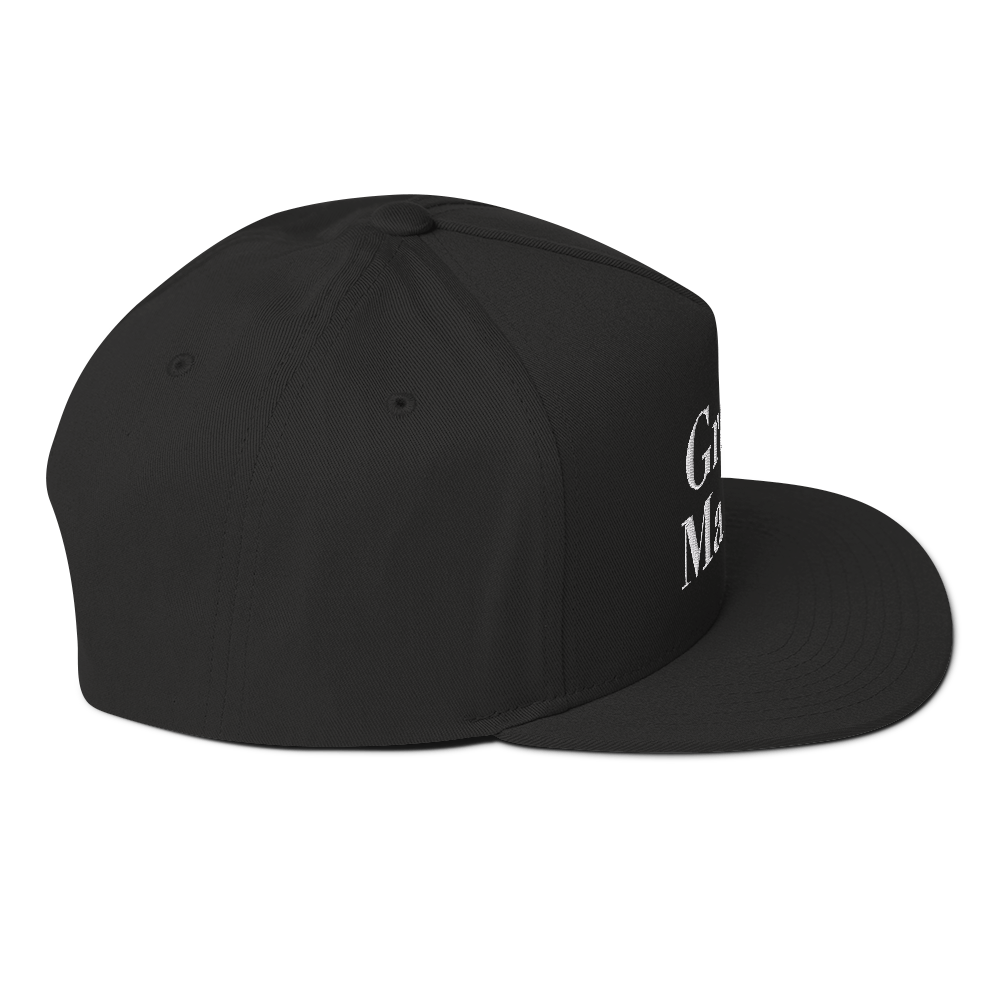 'Grand Marais' Flat Bill Snapback | White/Black Embroidery