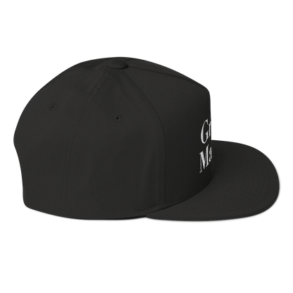 'Grand Marais' Flat Bill Snapback | White/Black Embroidery