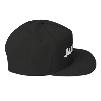 'Jackson' Flat Bill Snapback | White/Black Embroidery