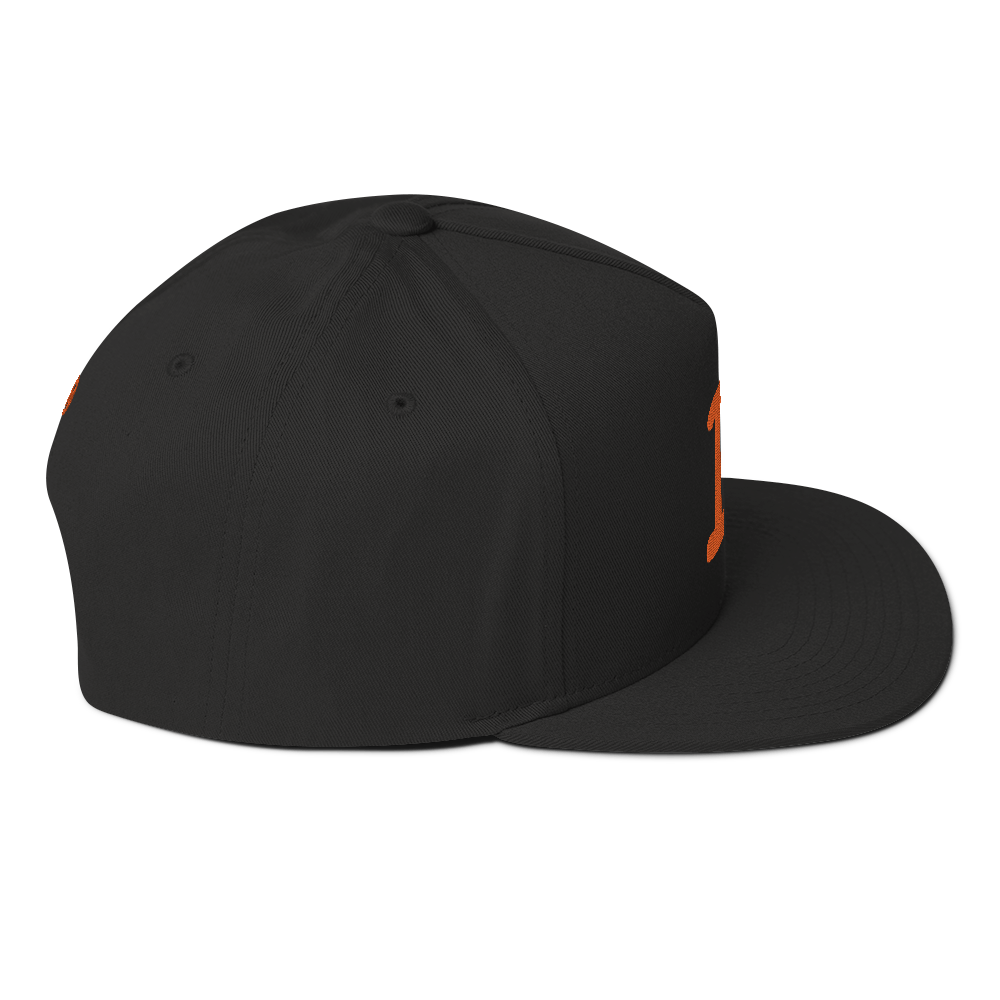 Detroit 'Old French D' Flat Bill Snapback (w/ Side Design) | Orange Embroidery