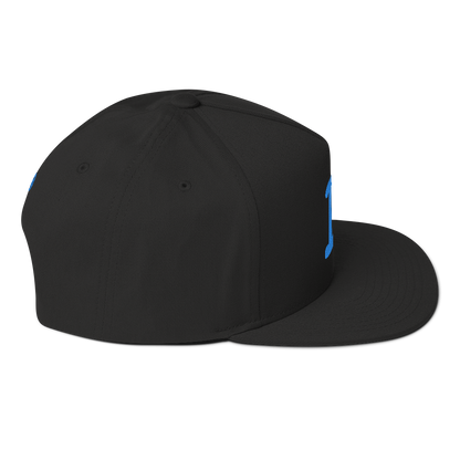 Detroit 'Old French D' Flat Bill Snapback (w/ Side Design) | Azure Embroidery