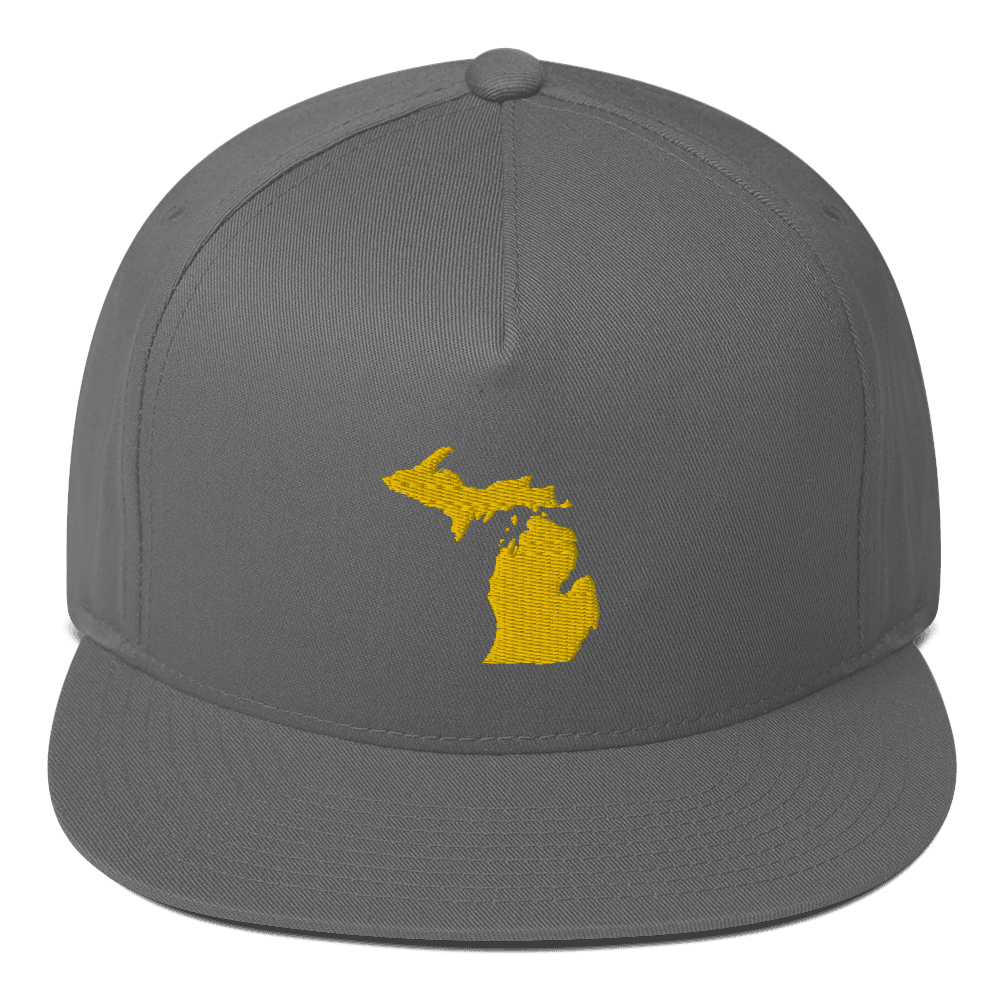 Michigan Outline Flat Bill Cap | Gold Embroidery - Circumspice Michigan