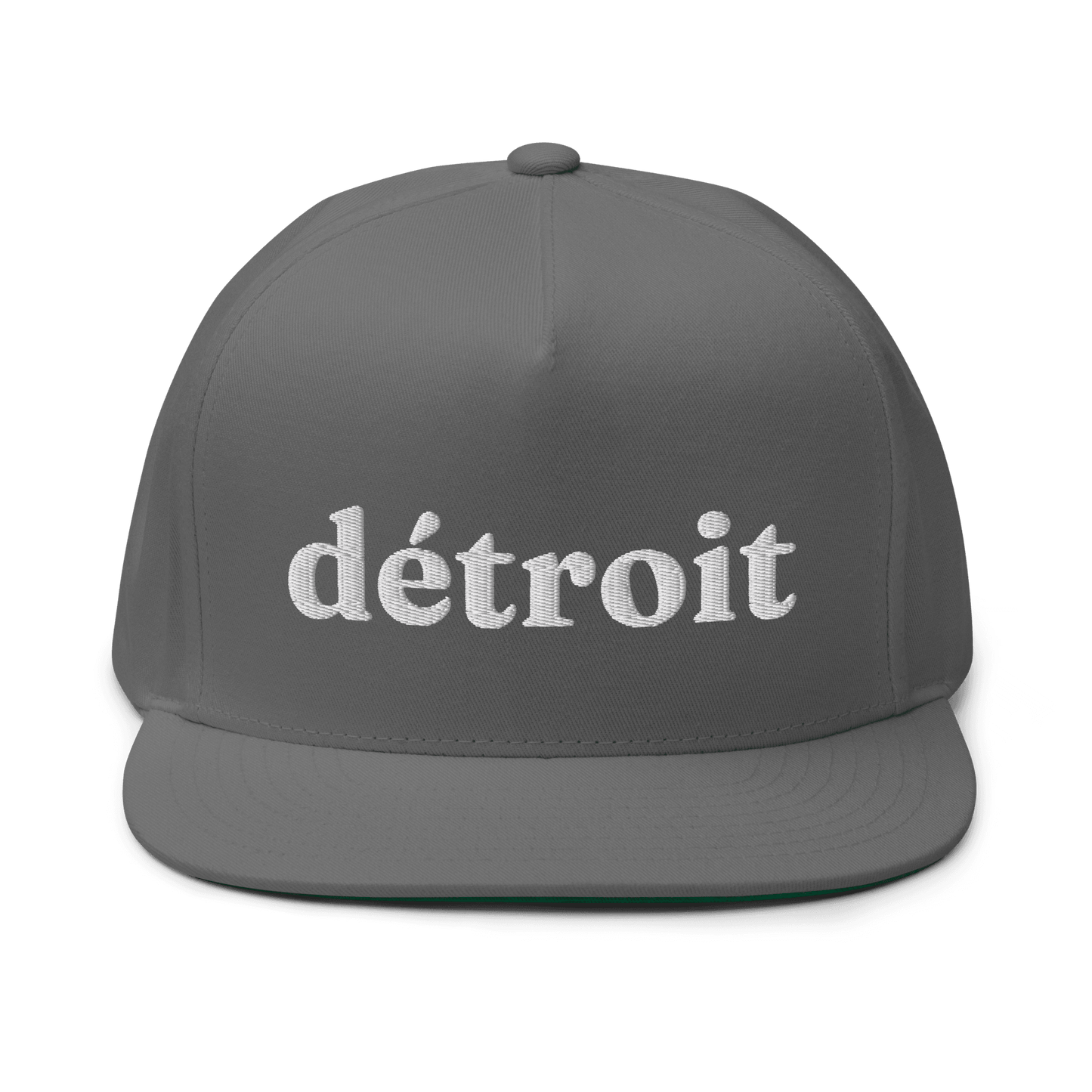 'Detroit' Flat Bill Cap (Old-Style Serif Font) | White/Navy Embroidery - Circumspice Michigan