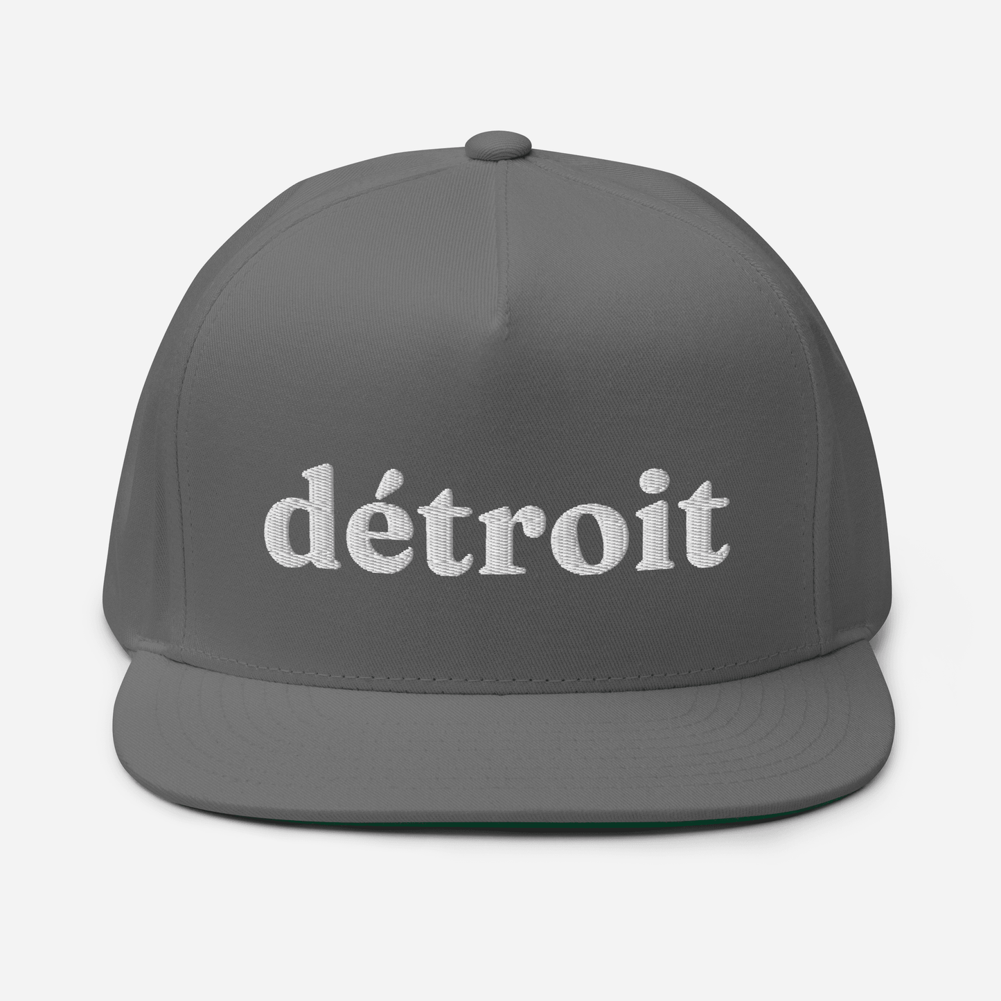 'Detroit' Flat Bill Cap (Old-Style Serif Font) | White/Navy Embroidery - Circumspice Michigan