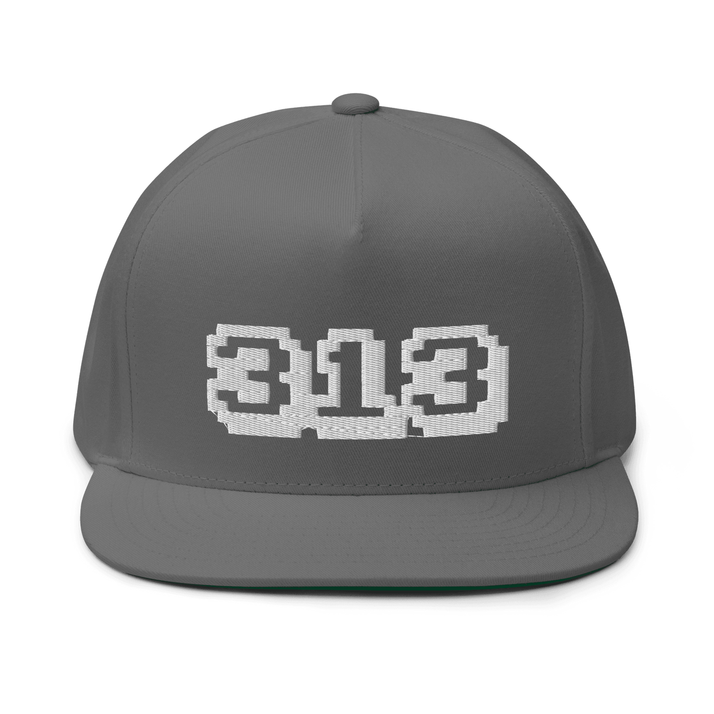 Detroit '313' Flat Bill Cap (Arcade Font) | White/Black Embroidery - Circumspice Michigan